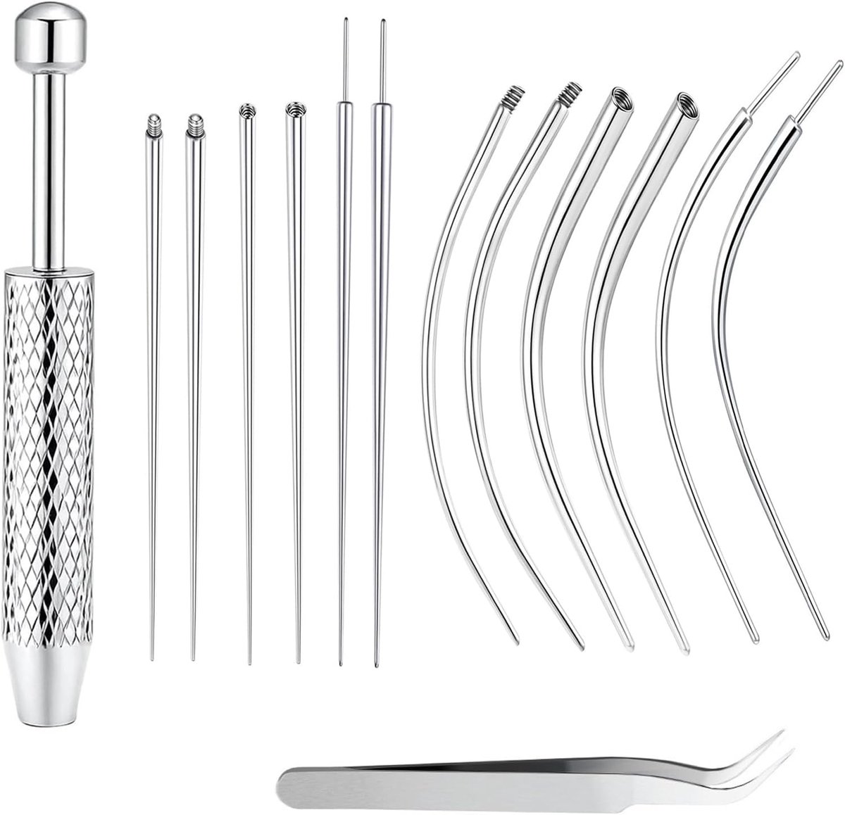 14 stuks piercingtangset, 16G 18G piercingtang voor balletjes, piercing gereedschap om te openen en te wisselen, piercingtang accessoires voor oor/neus/lip/buik//tong