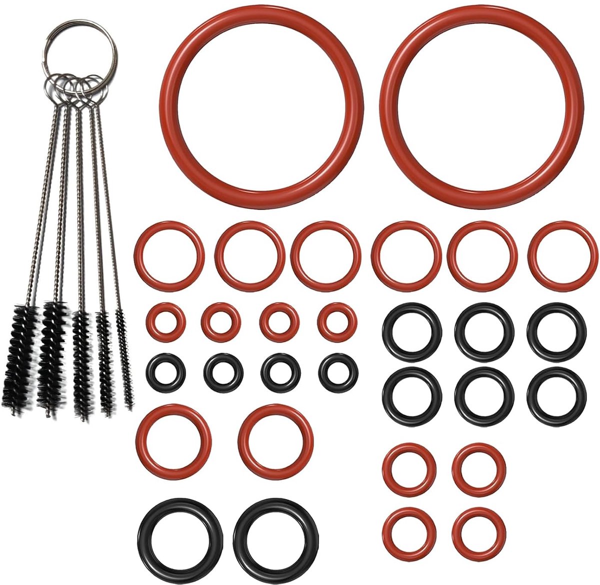 30 stuks siliconen O-ring voor Philips Saeco, O-ring koffiezetapparaat, met 5 reinigingsborstels, voor houder, stoom, uitlaat