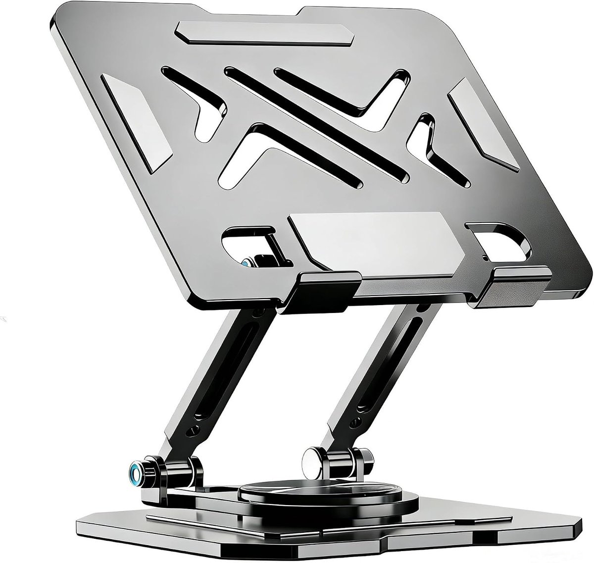Laptopstandaard, in hoogte verstelbaar, met koelpad en dubbele stangen: ergonomische, opvouwbare notebookstandaard voor bureau (10-16 inch), compatibel met MacBook Air/Pro, Dell, HP