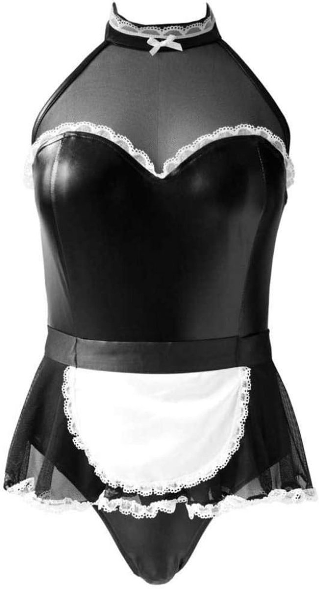 Babydolls, nachtjaponnen & negligés S-4XL Dames transparant mesh ondergoed Sexy lingerie bodysuit set-Black_3XL