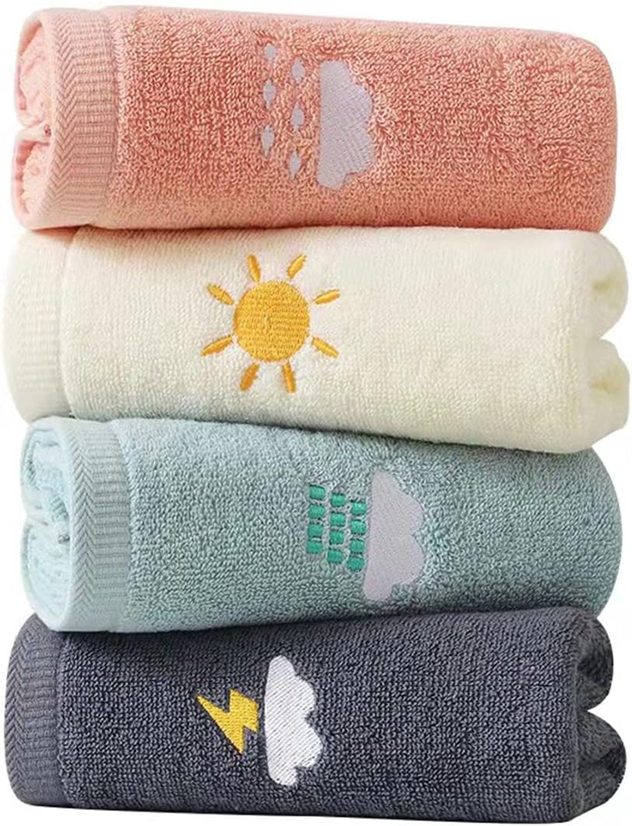 Handdoeken 4 stuks, 100% katoenen badhanddoek voor badkamer, gezicht, keuken, sportschool en spa, ultrazachte en zeer absorberende handdoeken voor badkamer, maat 35,6 x 73,7 cm