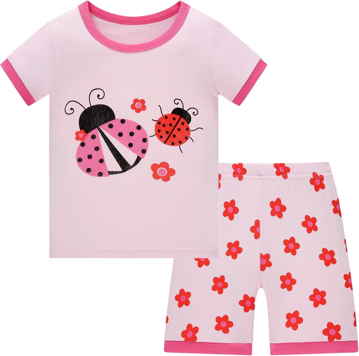 Kort, katoen, pyjamaset, zomerkleding, tweedelige nachtkleding voor kinderen van 1-12 jaar, maat 92-152