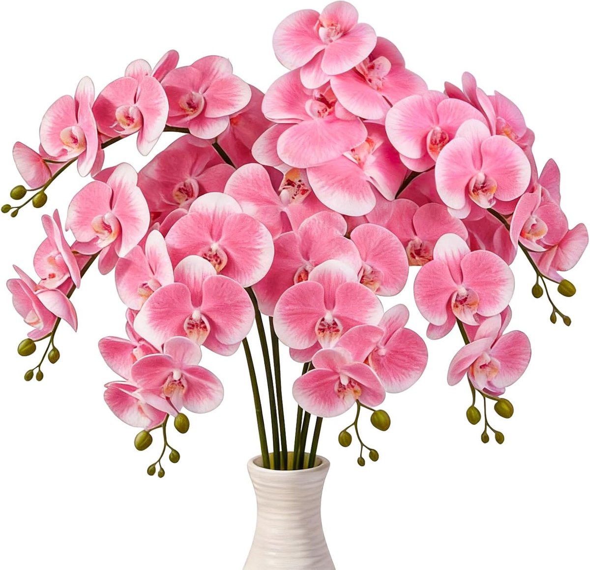 38 Inch Kunstmatige Phalaenopsis Bloemen 6 Stks Orchidee Stengels Kunstbloemen Phalaenopsis Takken Real Touch Orchideeën voor Bruiloft Thuis Kantoor Decor (Roze)