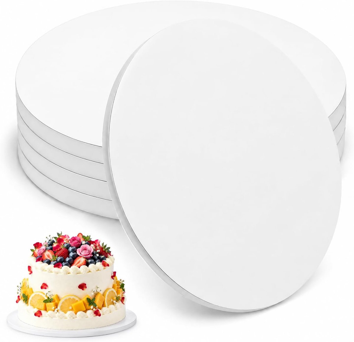 5 stuks taartplaat, 30 cm taartbord, rond, 12 mm witte taartonderlegger, rond