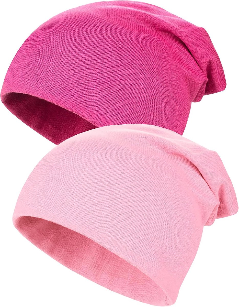 2 Stuks Jongens Winter Beanie-Rozerood, roze