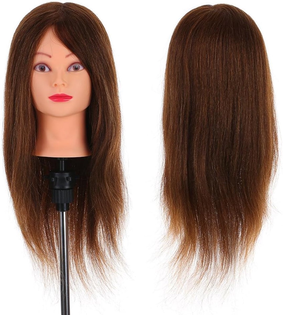 Training Hoofd Kapping Mannequin 24 Inch 60% Echt Haar Kapping Training Hoofdkappers Stylinghoofd met Klemhouder, voor Haarstylingoefening Oefening
