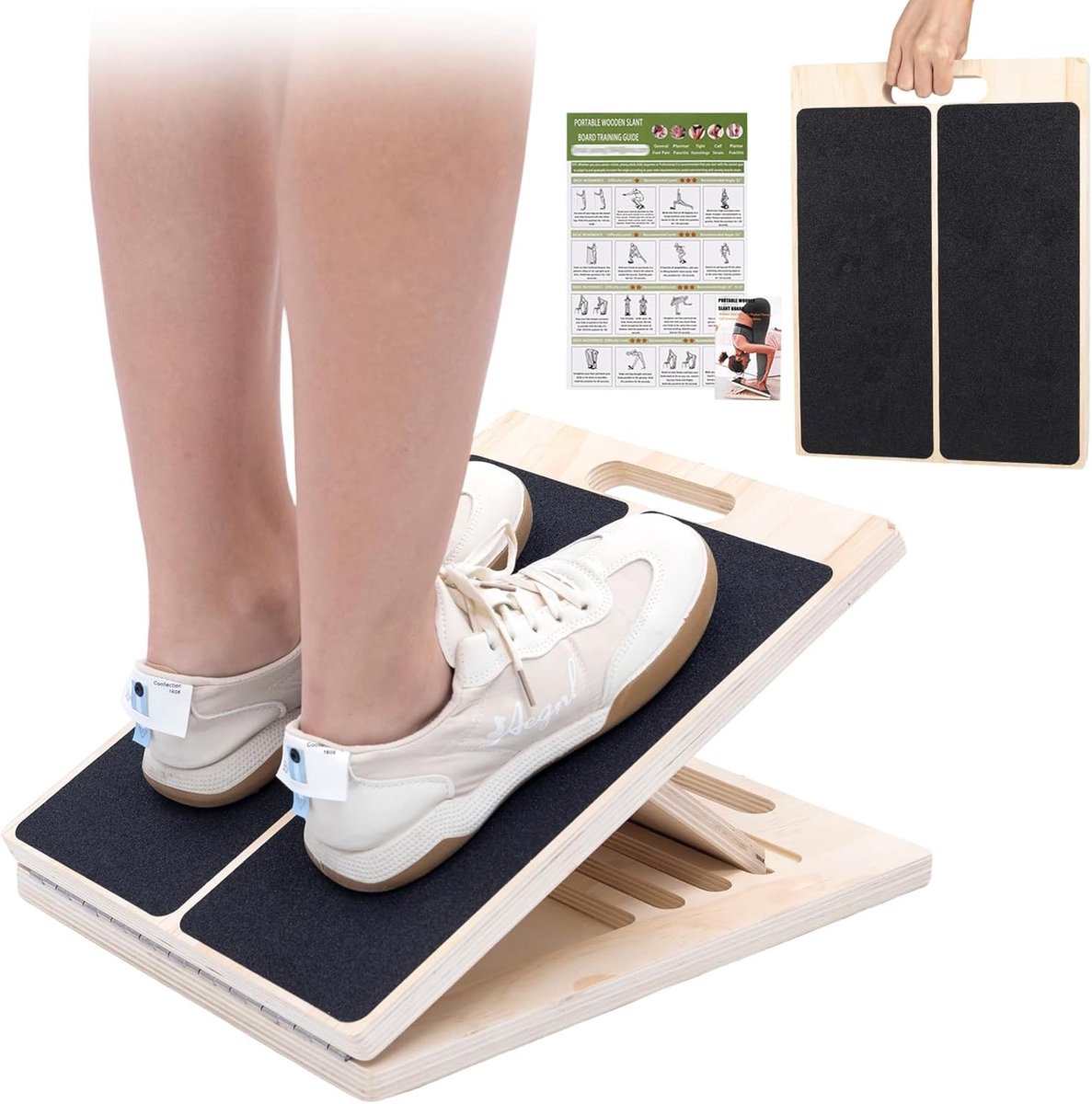 Kuitstretcher - Natuurhoutkleur - 40 x 30 x 4 cm - Houten Plank met 5 Verstelbare Hoeken - Voor Thuis en Sportschool