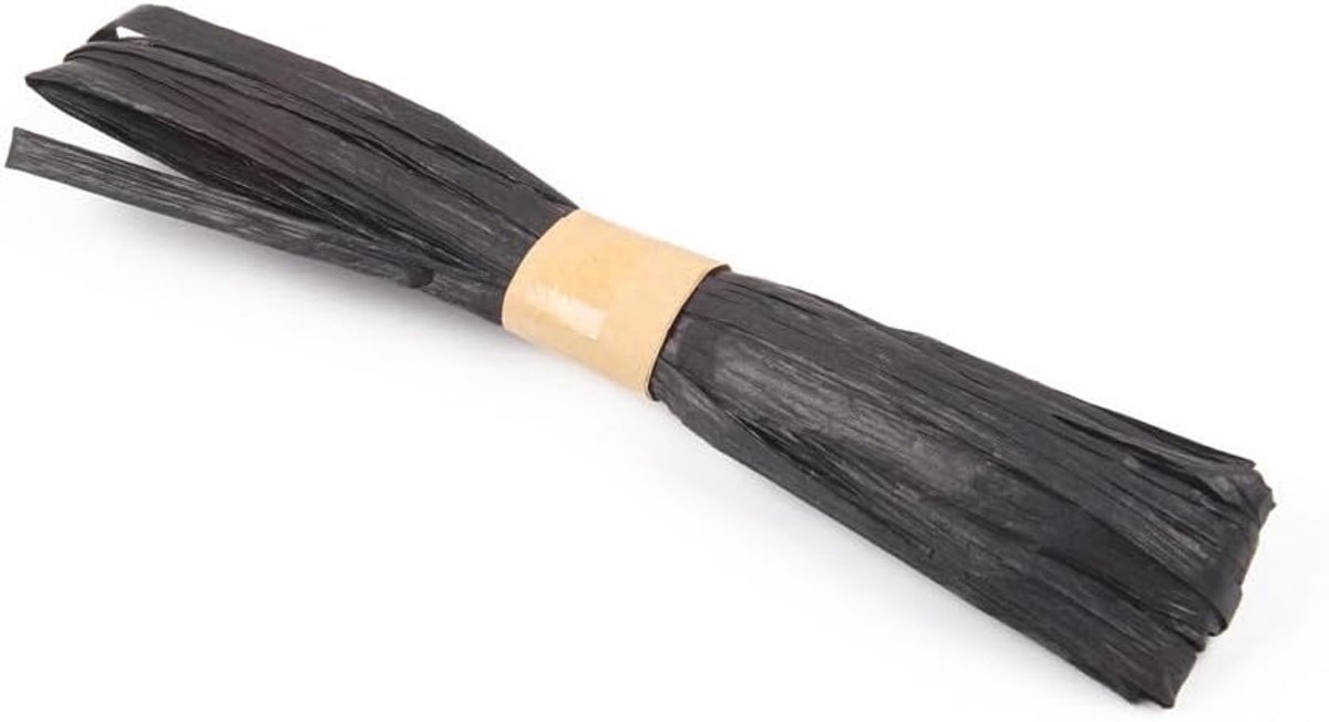 Raffiabast, natuurlijke bast raffia knutselband natuur raffiabast natuurlijke florbast raffiabast om te knutselen, voor geschenkdoos, festival, cadeau, decoratie, verpakking, zwart