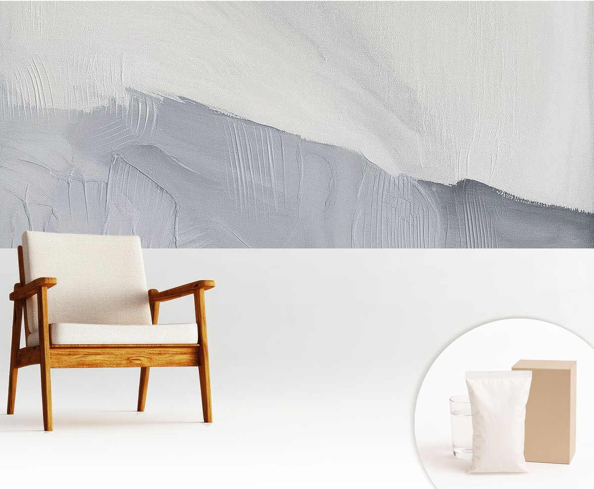 Wallfluent Fotobehang - Wit Vliesbehang - 250x104 cm - Subtiele Texturen Muurschildering - Gang behang Abstractie - Fotobehang Vlies - Slaapkamer behang