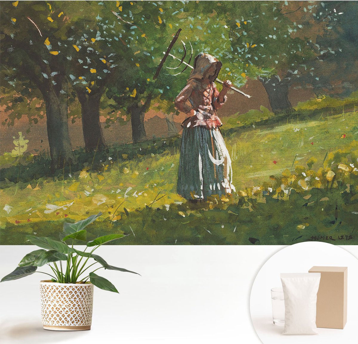 Wallfluent Fotobehang - Groente Vliesbehang - 152x104 cm - Herfstmiddag Fotobehang Vlies - Woonkamer behang Landschappen - Muurschildering - Woonkamer behang