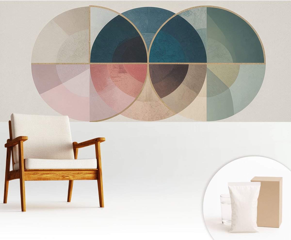Wallfluent Fotobehang - Marine Vliesbehang - 250x104 cm - Geometrische Elegantie Muurschildering - Gang behang Abstractie - Fotobehang Vlies - Slaapkamer behang