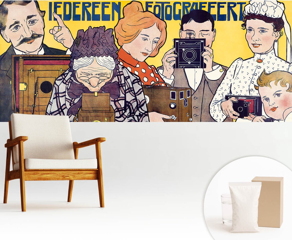 Wallfluent Fotobehang - Wit Vliesbehang - 250x104 cm - Passie Voor Fotografie Muurschildering - Slaapkamer behang Mensen - Fotobehang Vlies - Slaapkamer behang