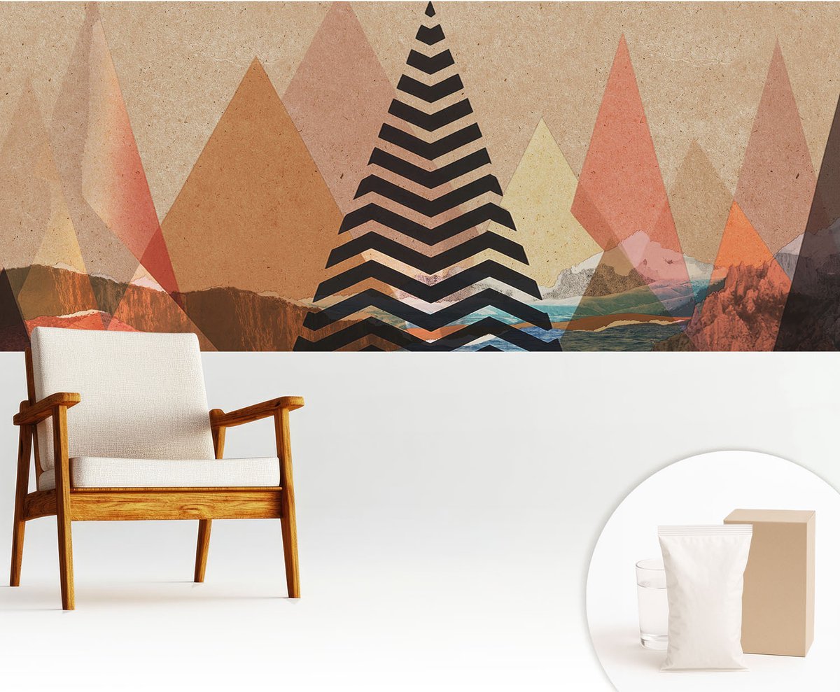 Wallfluent Fotobehang - Wit Vliesbehang - 250x104 cm - Abstract Landschap Muurschildering - Slaapkamer behang Abstractie - Fotobehang Vlies - Slaapkamer behang