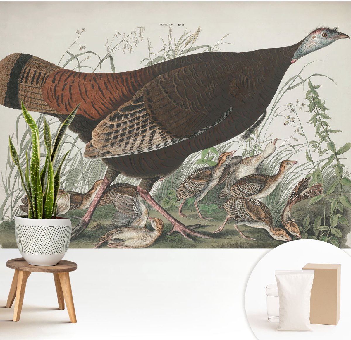 Wallfluent Fotobehang - Bruin Vliesbehang - 208x146 cm - Natuurlijke Harmonie Muurschildering - Slaapkamer behang Dieren - Fotobehang Vlies - Gang behang