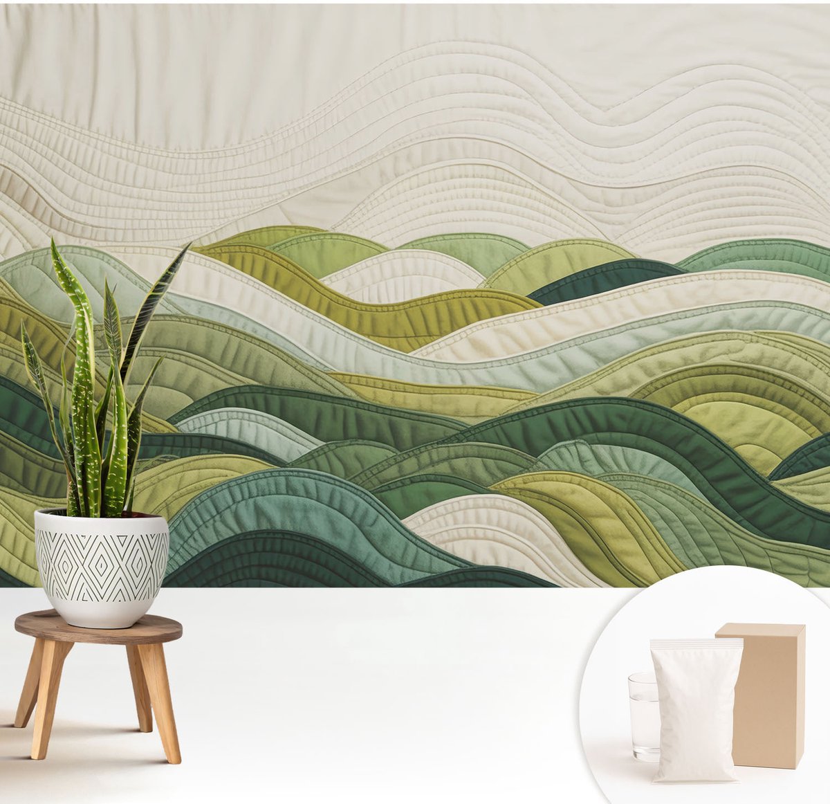 Wallfluent Fotobehang - Groente Vliesbehang - 208x146 cm - Stoffenheuvels Muurschildering - Slaapkamer behang Achtergronden En Patronen - Fotobehang Vlies - Slaapkamer behang