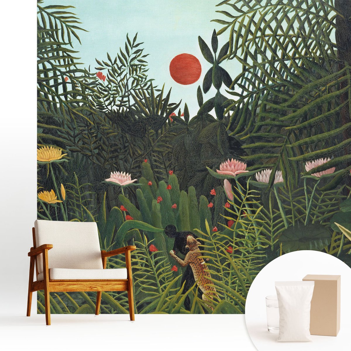 Wallfluent Fotobehang - Groente Vliesbehang - 250x250 cm - Exotisch Landschap Fotobehang Vlies - Hal behang Bloemen En Planten - Muurschildering - Hal behang