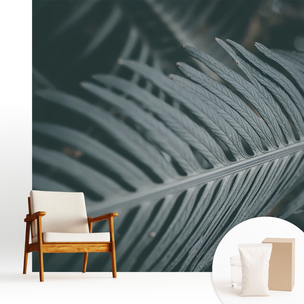 Wallfluent Fotobehang - Groente Vliesbehang - 250x250 cm - Groen Blad Fotobehang Vlies - Hal behang Bloemen En Planten - Muurschildering - Woonkamer behang