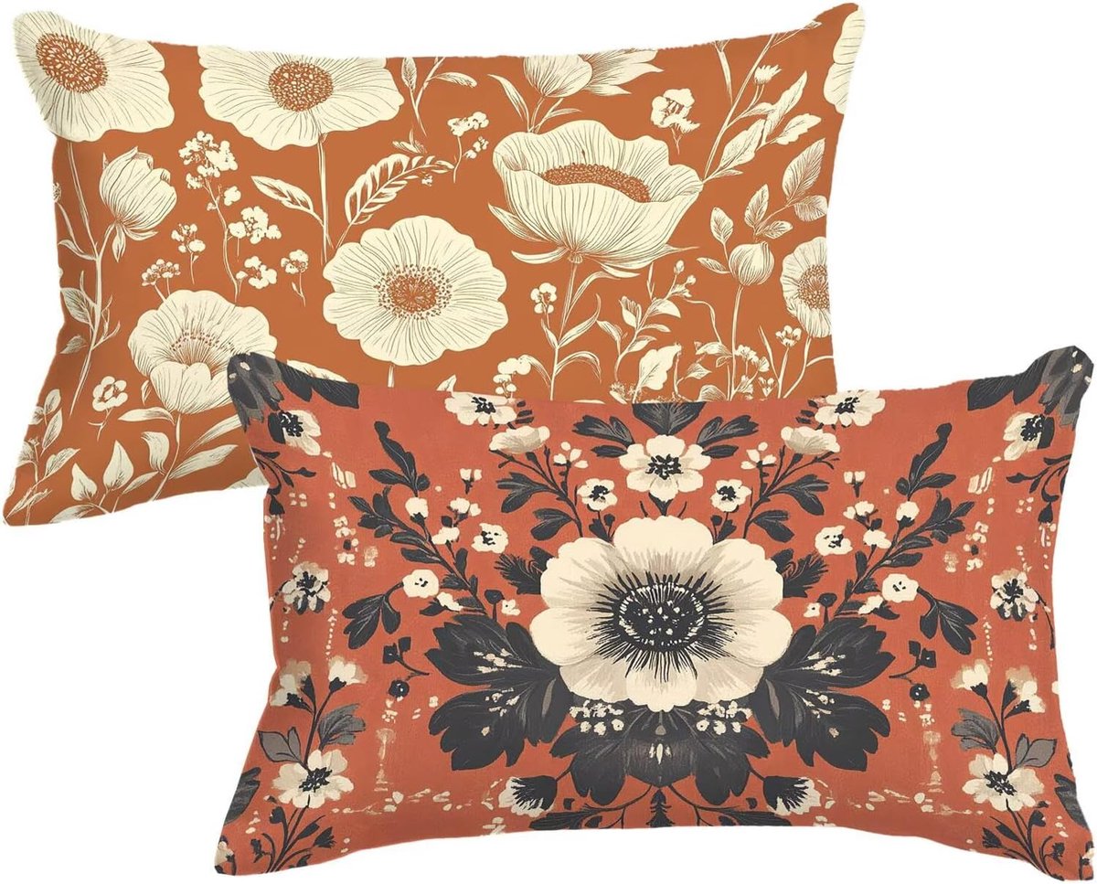 Kussenhoezen met onzichtbare rits, fluwelen rechthoekige kussenslopen voor binnen, buiten, woonkamer, woondecoratie P-63, 50 x 70 cm, set van 2 stuks, crème