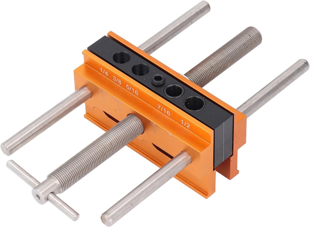 Plugmal, Boormal van Aluminiumlegering, Verstelbare Breedte voor Rechte Gaten, Zware Aluminium Koekjesschrijnwerkset met 6 Boorgeleidingsbussen, voor Houtbewerking