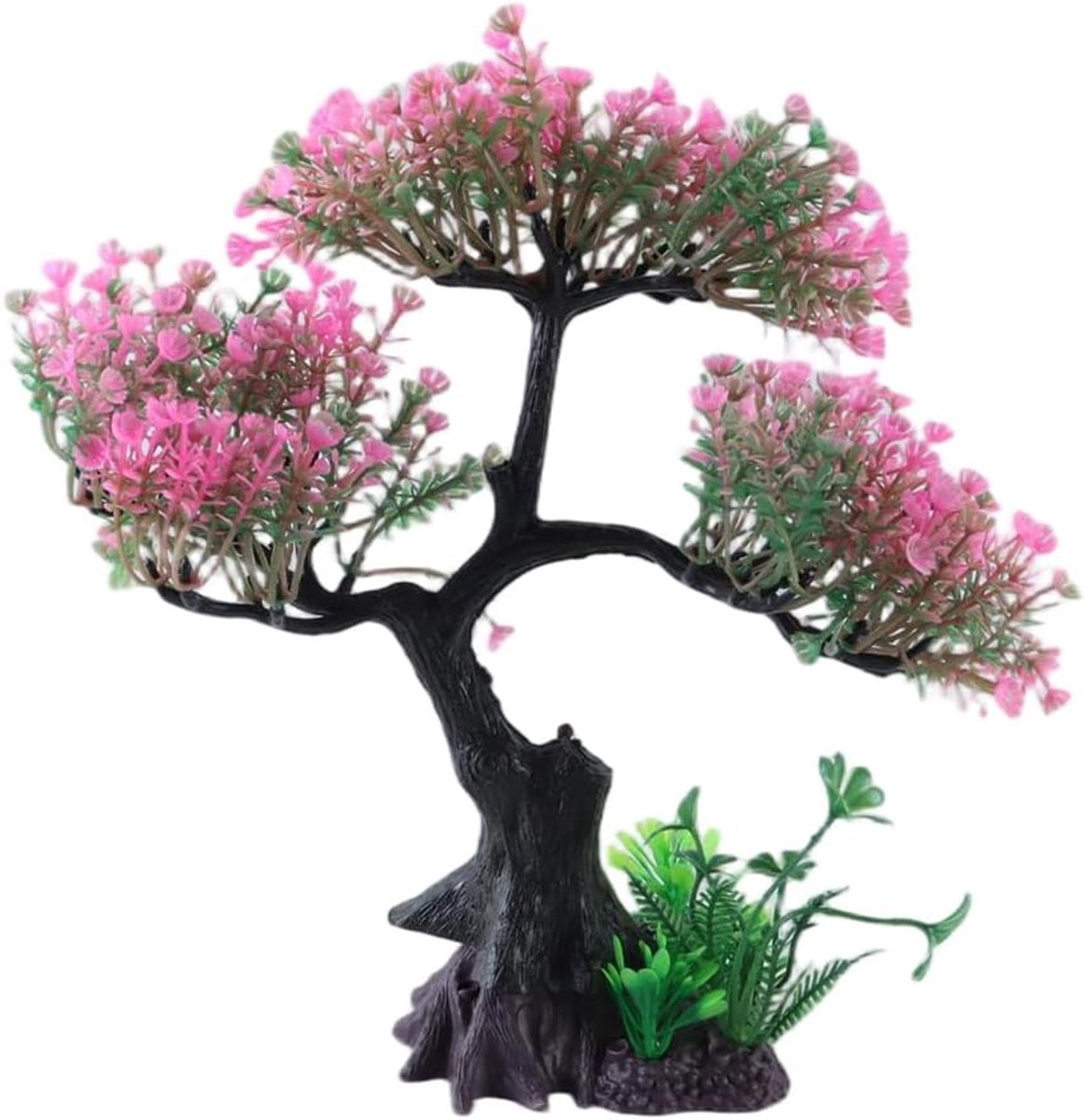 Decoraties, Kunstmatige Kersenbloesemboom Gras Set Plastic Planten voor Aquarium Accessoires, Aquariumdecoraties