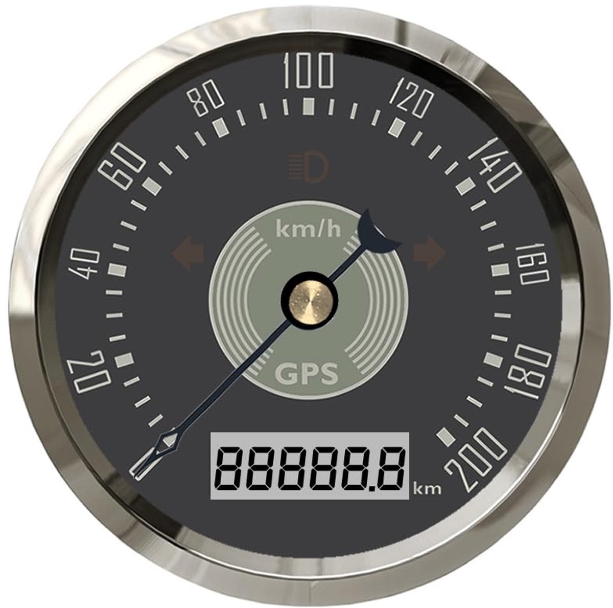 85 mm GPS-snelheidsmeter, 0-200 km/u, met knipperlicht en dimlicht, rood/geel, verlichting voor auto, boot, jacht