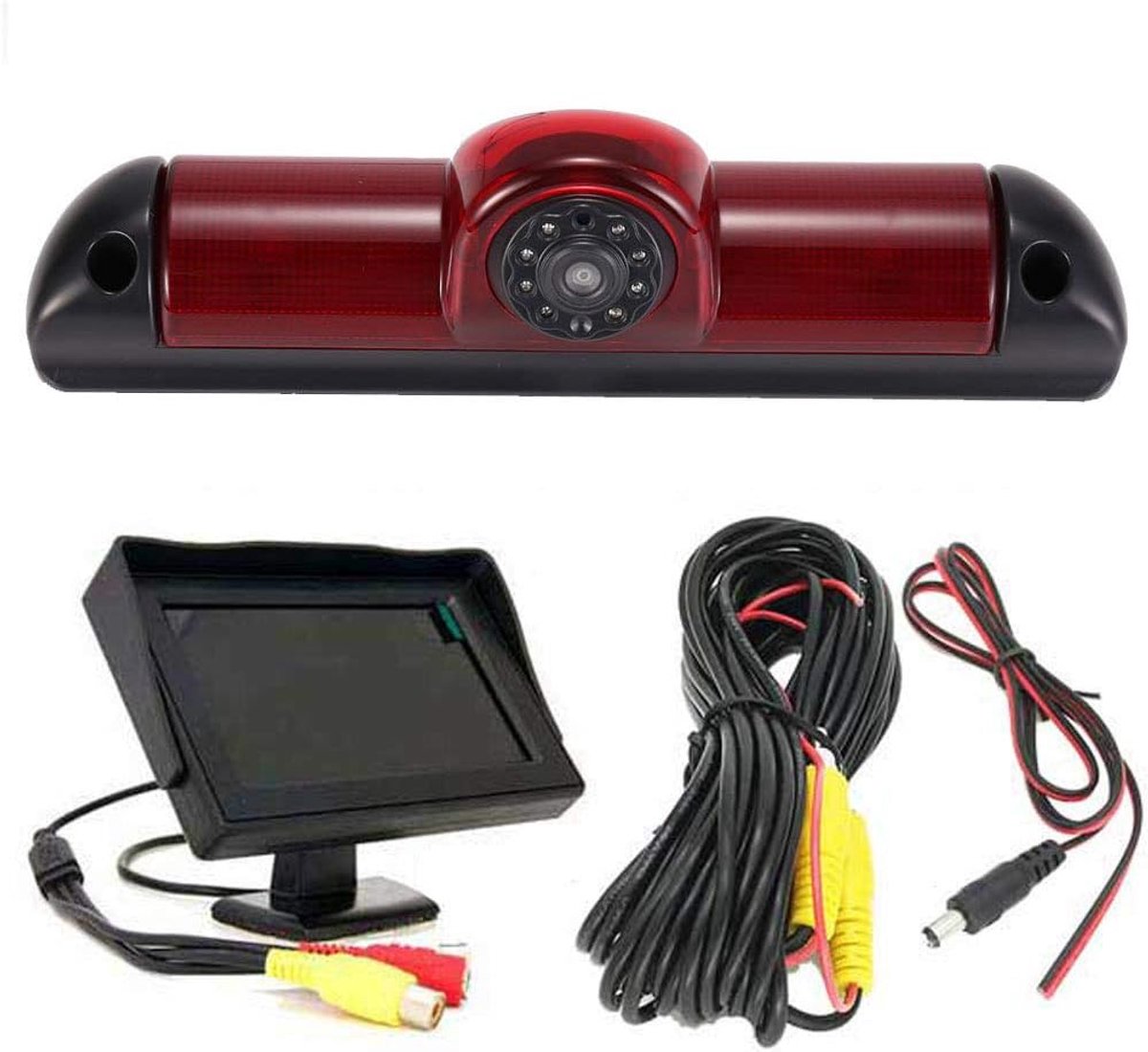 Remlicht achteruitrijcamera set met 4,3 inch LCD-monitor, Transporter Van waterdicht nachtzicht auto dak achteruitrijcamera vervanging voor Fiat Ducato X250 X290 bus box/Peugeot Boxter / Citroen