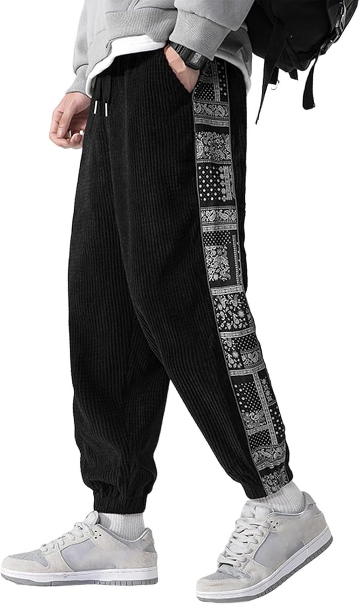 Maat Japanse sportbroek van corduroy met cashewprint voor heren