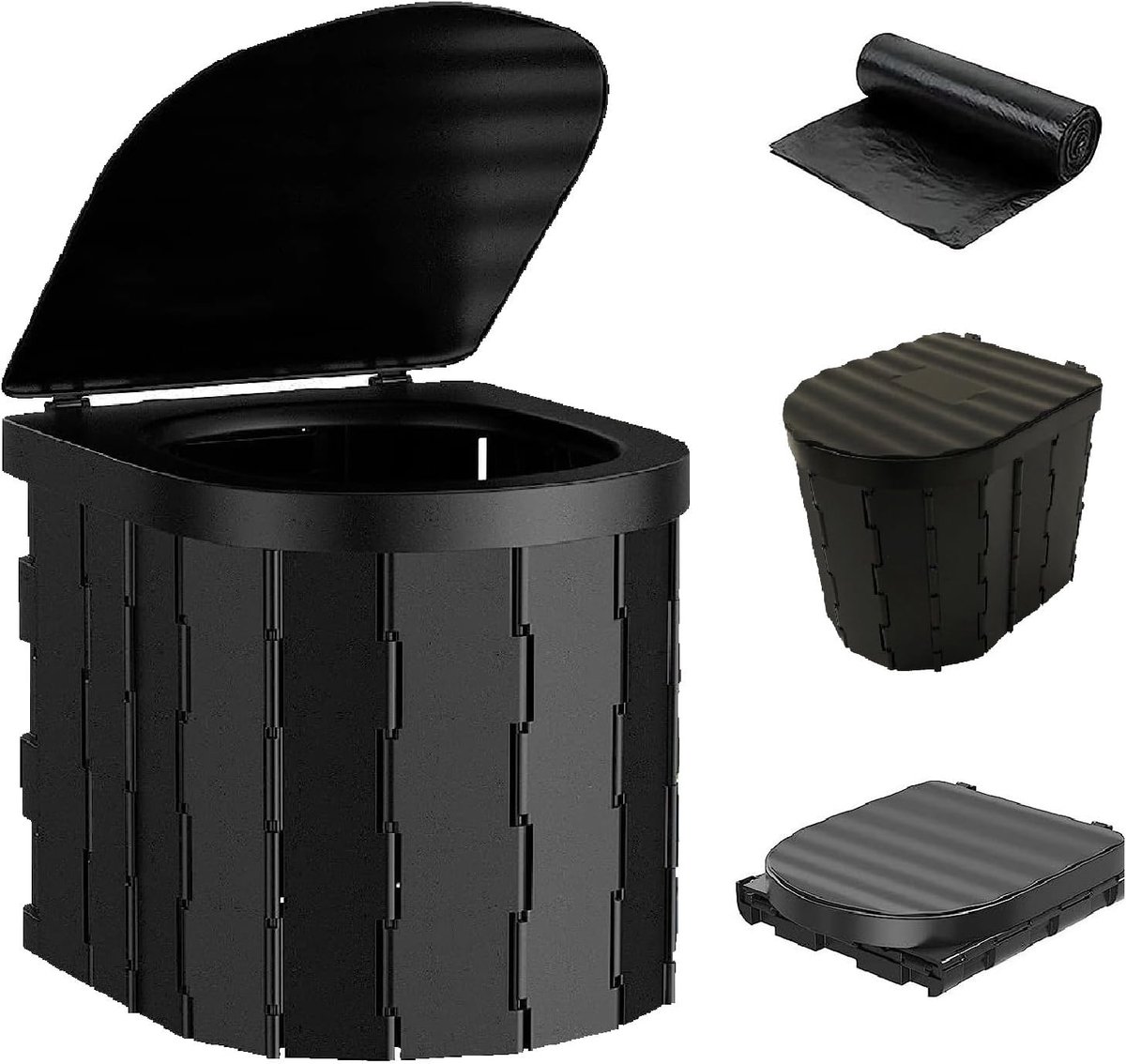 Toilet voor volwassenen, campingtoilet met deksel, draagbare reistoiletten met vuilniszak voor camper, camping, auto, campingtoilet