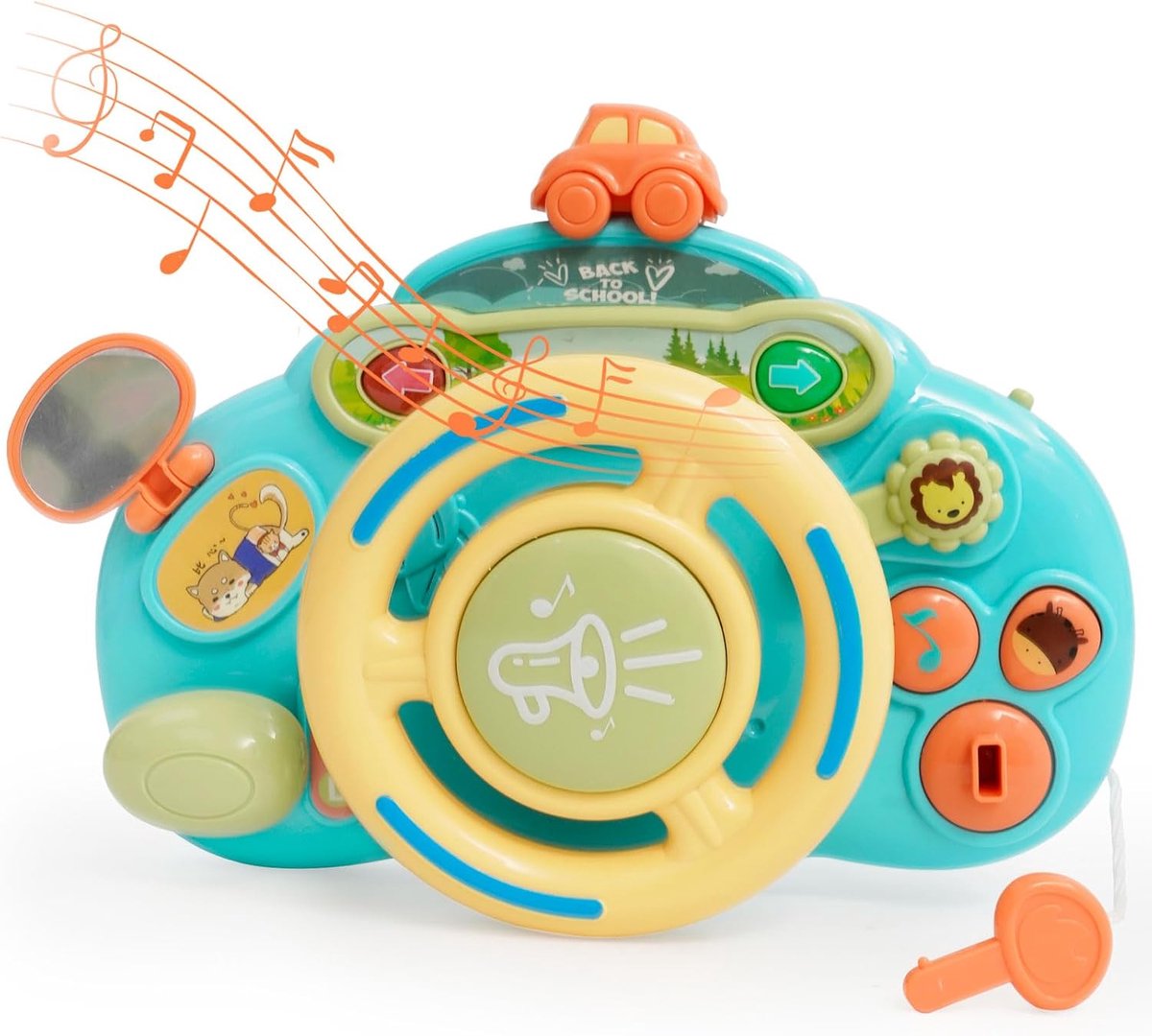 Muziekspel in de vorm van een stuurwiel, realistische rijervaring, geïntegreerde muziek, realistische geluidseffecten, stuurwiel voor auto's, cadeau voor kinderen: jongens en meisjes van 1, 2, 3, 4 jaar