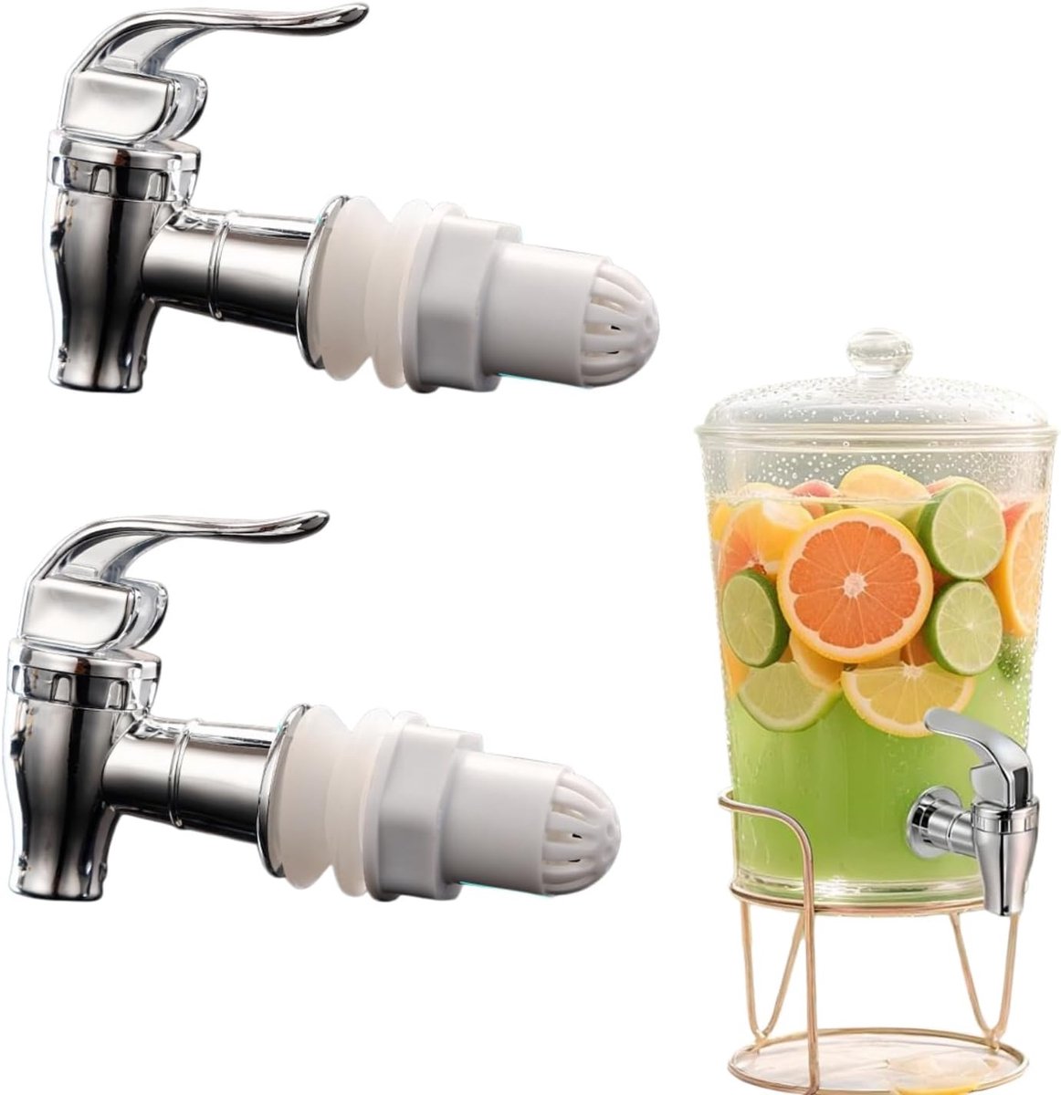 2 stuks kraan, mini-waterdispenser, kegels voor drankdispenser, geschikt voor warme en koude dranken, koffie en sap (zilver)