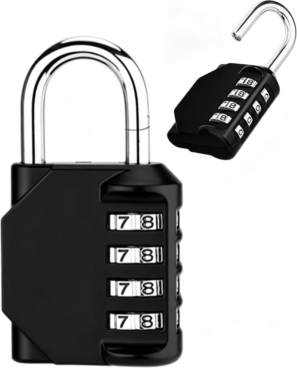Cijferslot, 4-cijferig hangslot met cijfercode, slot met cijfercode van metaal, weerbestendig, voor fitnessruimte, kluisje, tuin, schuur (1 stuk)