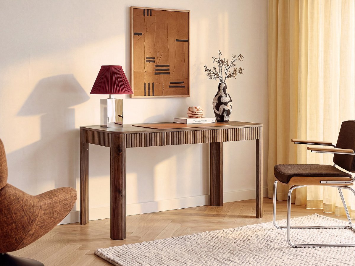 Vente-unique Bureau met 1 lade - Kleur: Natuurlijk donker VIRELYO