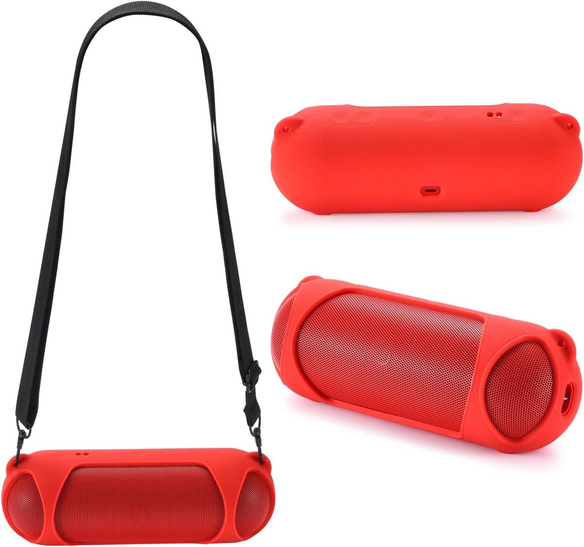 Hoesje voor Beats Pill bluetooth Luidspreker(2024),Pill 2024 Draagbare Reishoes Beschermende Draagtas met Schouderriem(Rood)