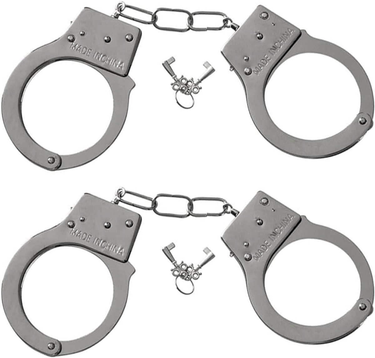 Handboeien van metaal met sleutel, handboeien, speelgoed voor kinderen, speelgoed, politiespeelgoed, accessoires, voor Halloween roljurk, opererende balsteun (B)