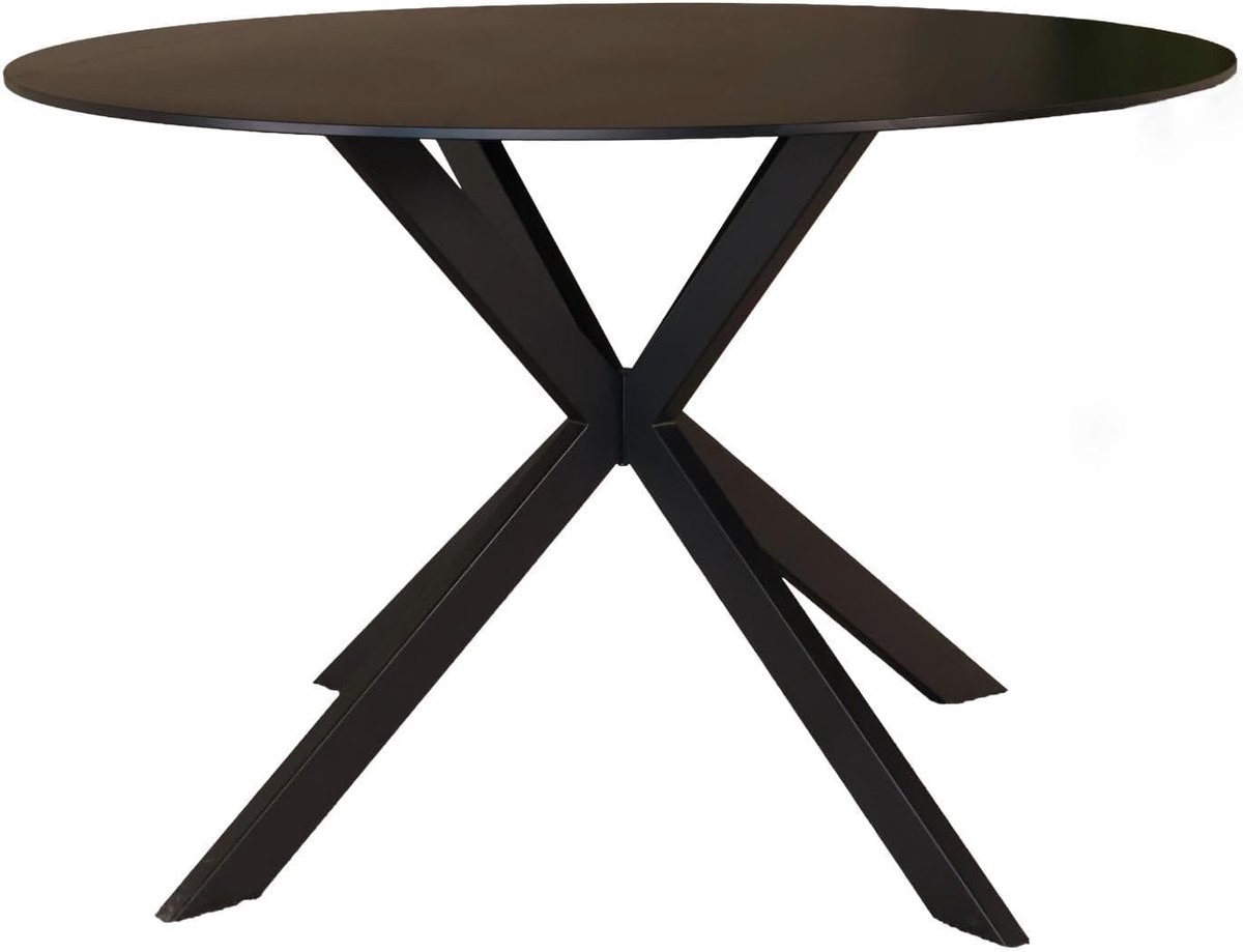 Eettafel rond 120cm Jenna marmerlook zwart ronde tafel steen