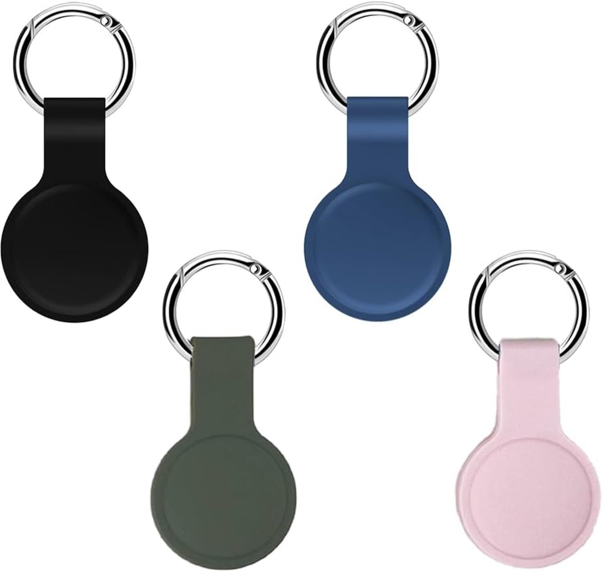 Hoes voor 2 sleutelhangers, 4 stuks, siliconen beschermhoes, tracker, houder, krasbestendig, schokbestendig, licht ontwerp voor sleutels, rugzak, koffer, huisdierhalsband, meerkleurig