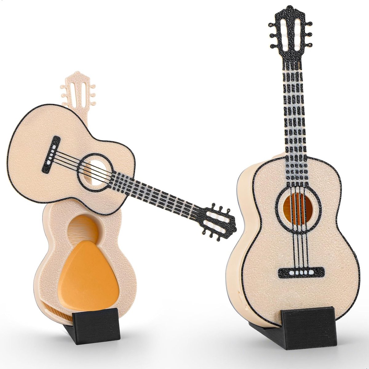 SnelShoppen - 2 Stuks Gitaar Picks Houder, Compacte Gitaarvorm, 3D Guitar Picks Opbergdoos, Ideaal voor Muziekliefhebbers, 11x4.3x1.5cm, Perfecte Gita