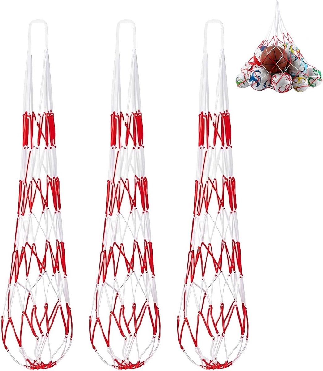 Basketballnet tas 3 stuks - nylon mesh draagnet - voor 10 ballen - ideaal voor voetbal en basketbal - ShopVlot