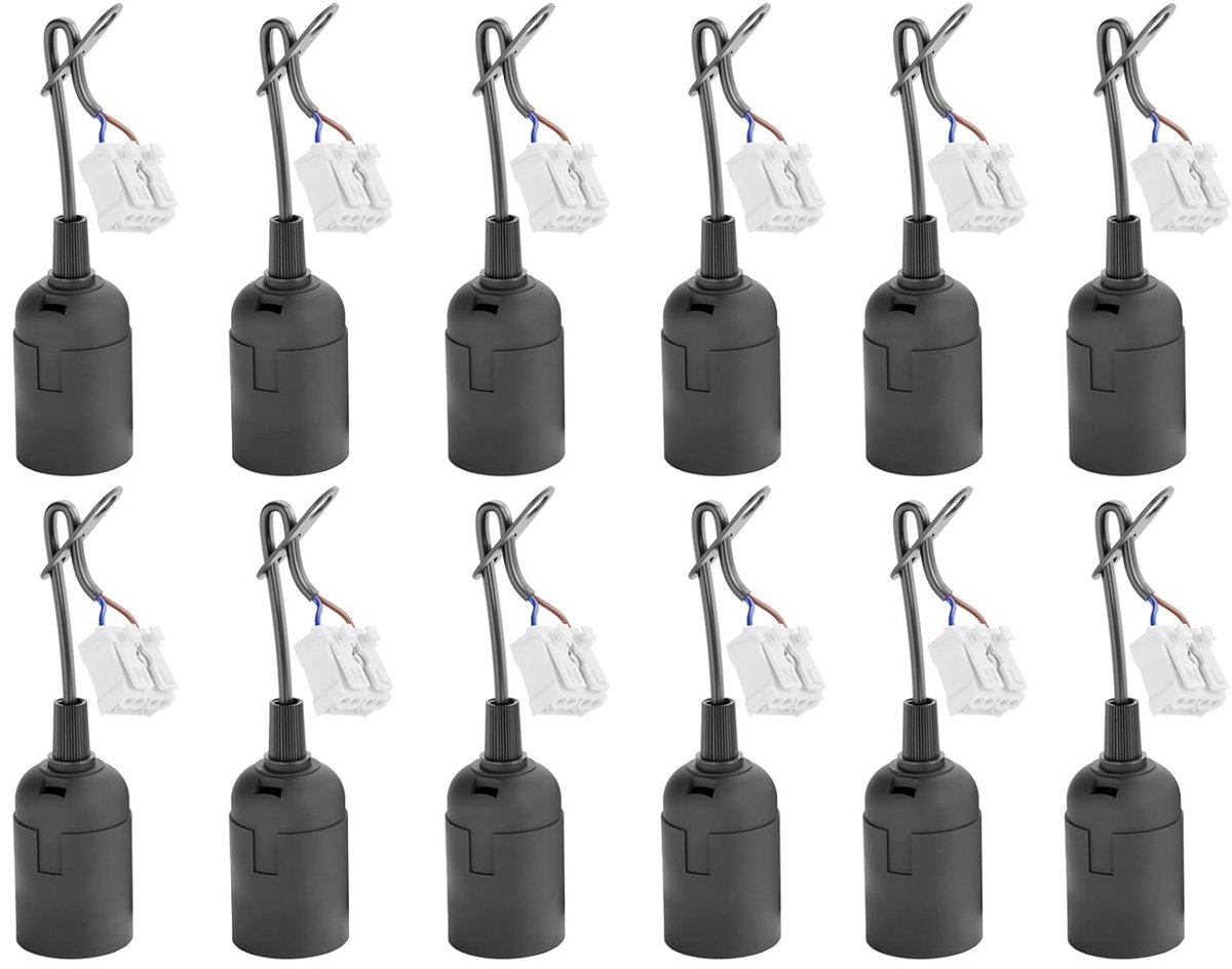 lampfittingen E27 - zwart - met voorgemonteerde kabel en snelverbinder - ideaal voor renovaties - ShopVlot