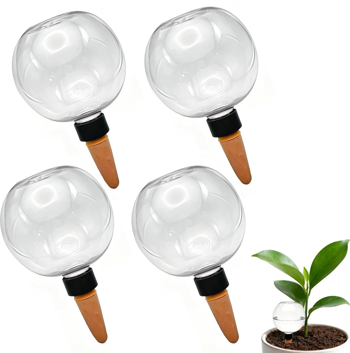 SnelShoppen - 4 Stuks Automatische Bewateringsbollen voor Planten, 500 ml Zelfbewaterende Waterdispenser, Transparant voor Binnen en Buiten, Ideaal vo
