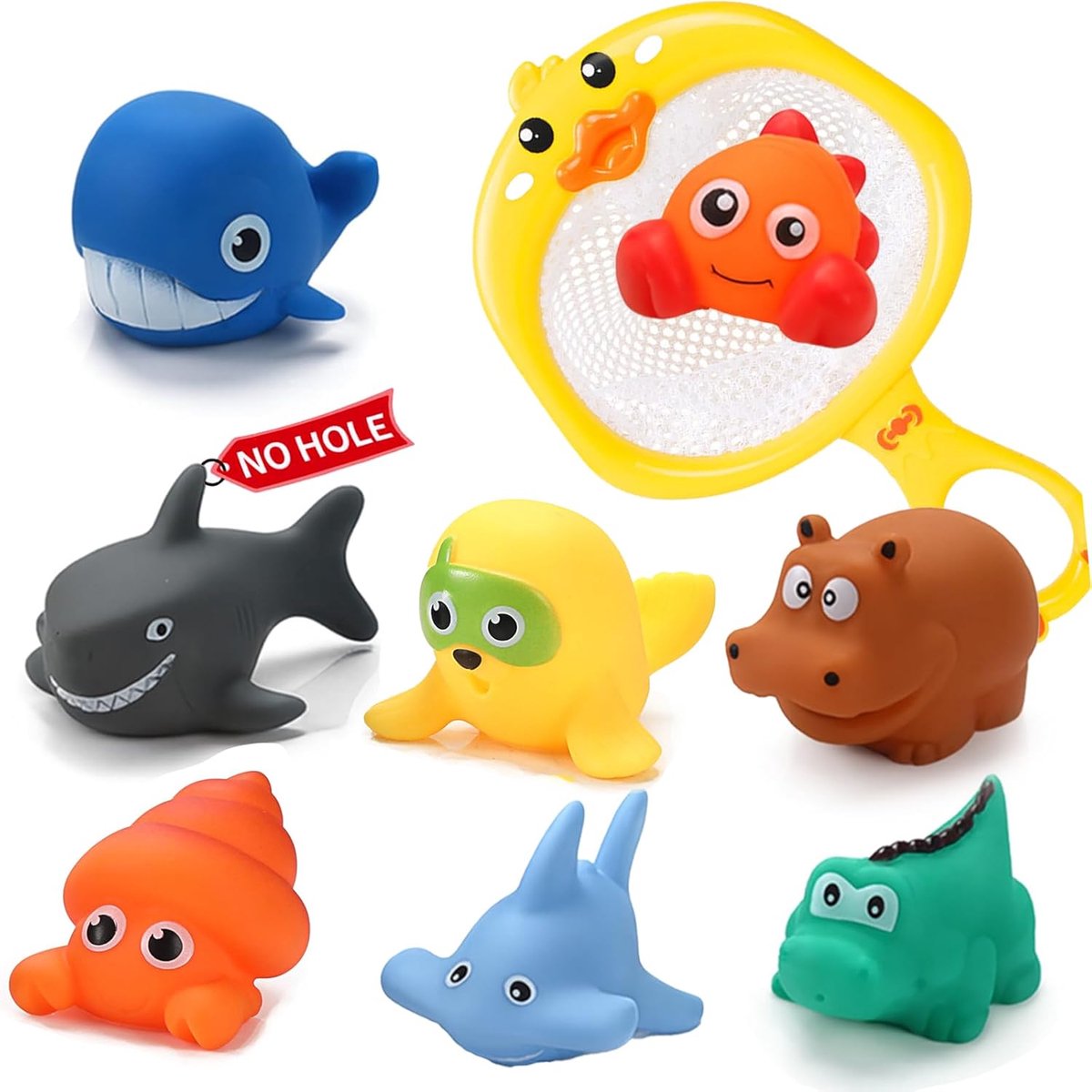 SnelShoppen - Baby Bad Speelgoed Set - 9 Delige Bad Dierenset Zonder Gaten, Geen Schimmel, Rubber Dieren voor Kinderen, Zwembad en Water Speelgoed voo
