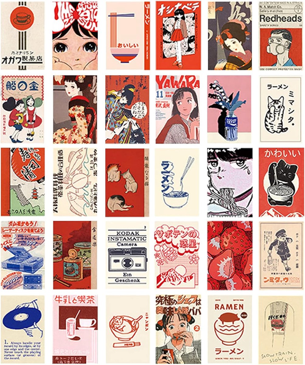 SnelShoppen - 30 Anime Postkaarten Set, Japanse Postkaarten, Vintage Stijl, 14x10 cm, Aesthetic Wanddecoratie, Retro Kunst, Japanse Eetcultuur