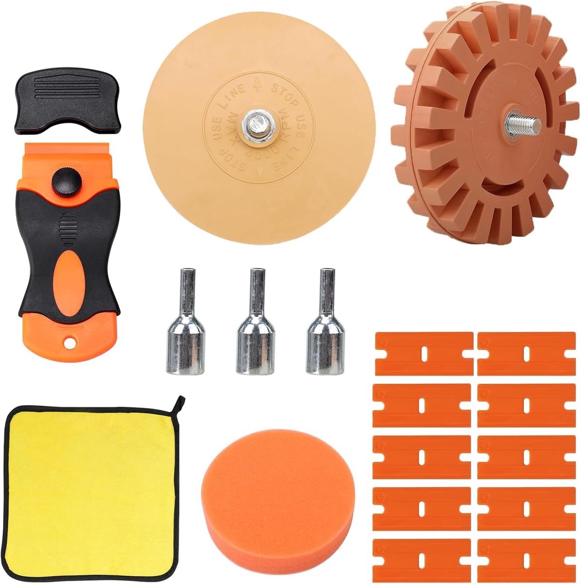 SnelShoppen - Foil Eraser Set - Sticker Verwijderaar met Adapter - 10 Plastic Blades - Perfect voor Auto en Meubel - Eenvoudig en Effectief