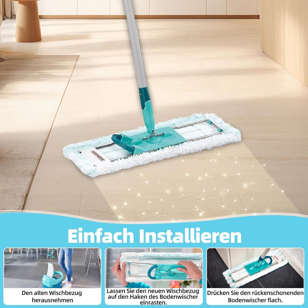 SnelShoppen - Pack van 6 Vloermop Covers voor Microvezel Vloermoppen, Efficiënte Vuilverwijdering, Absorberend, Geschikt voor Alle Vloeren, Perfect vo