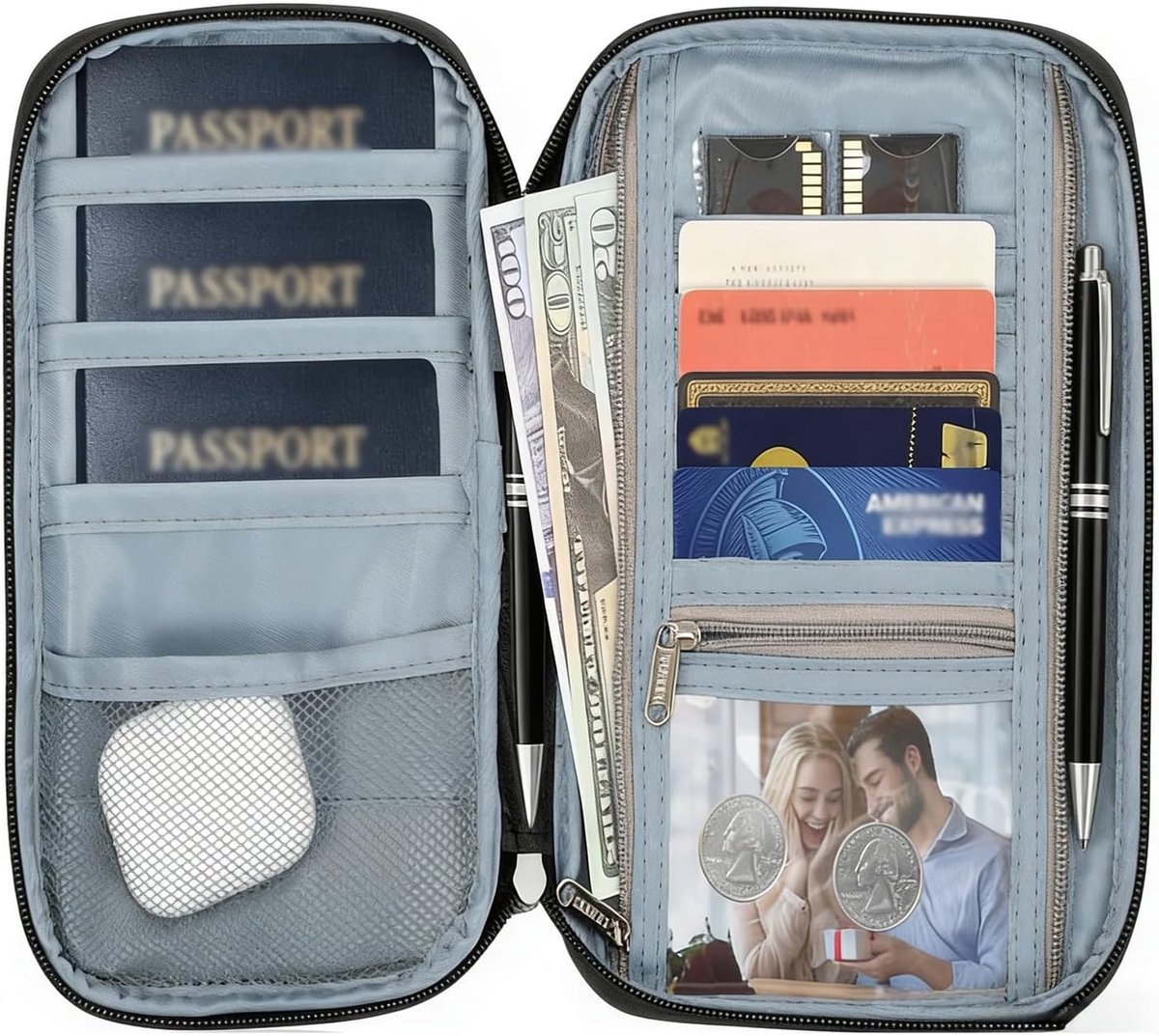 SnelShoppen - Kleine Zwarte Paspoort Houder, 1 Stuk RFID Blokkerende Reispas Wallet, Waterdichte Document Houder voor Paspoorten, Creditcards en Insta