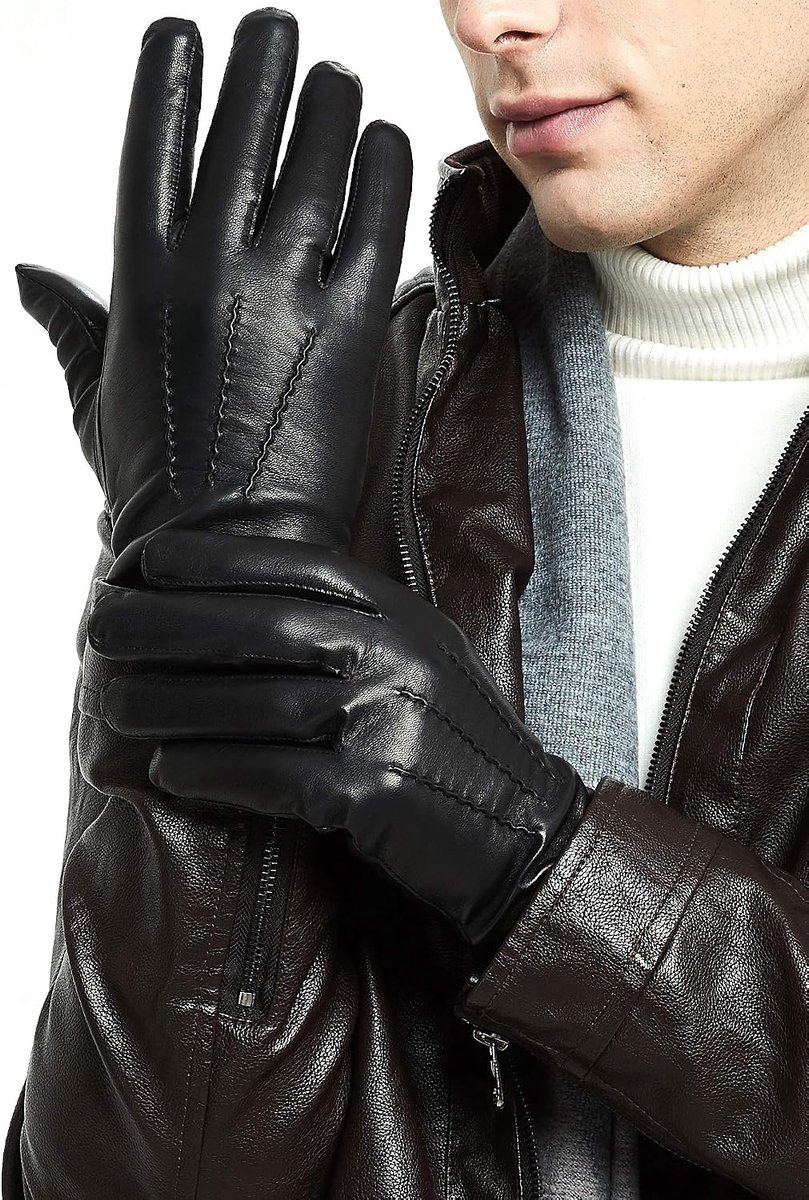 Winter echte schapenvacht lederen warme handschoenen kasjmier of wollen voering
