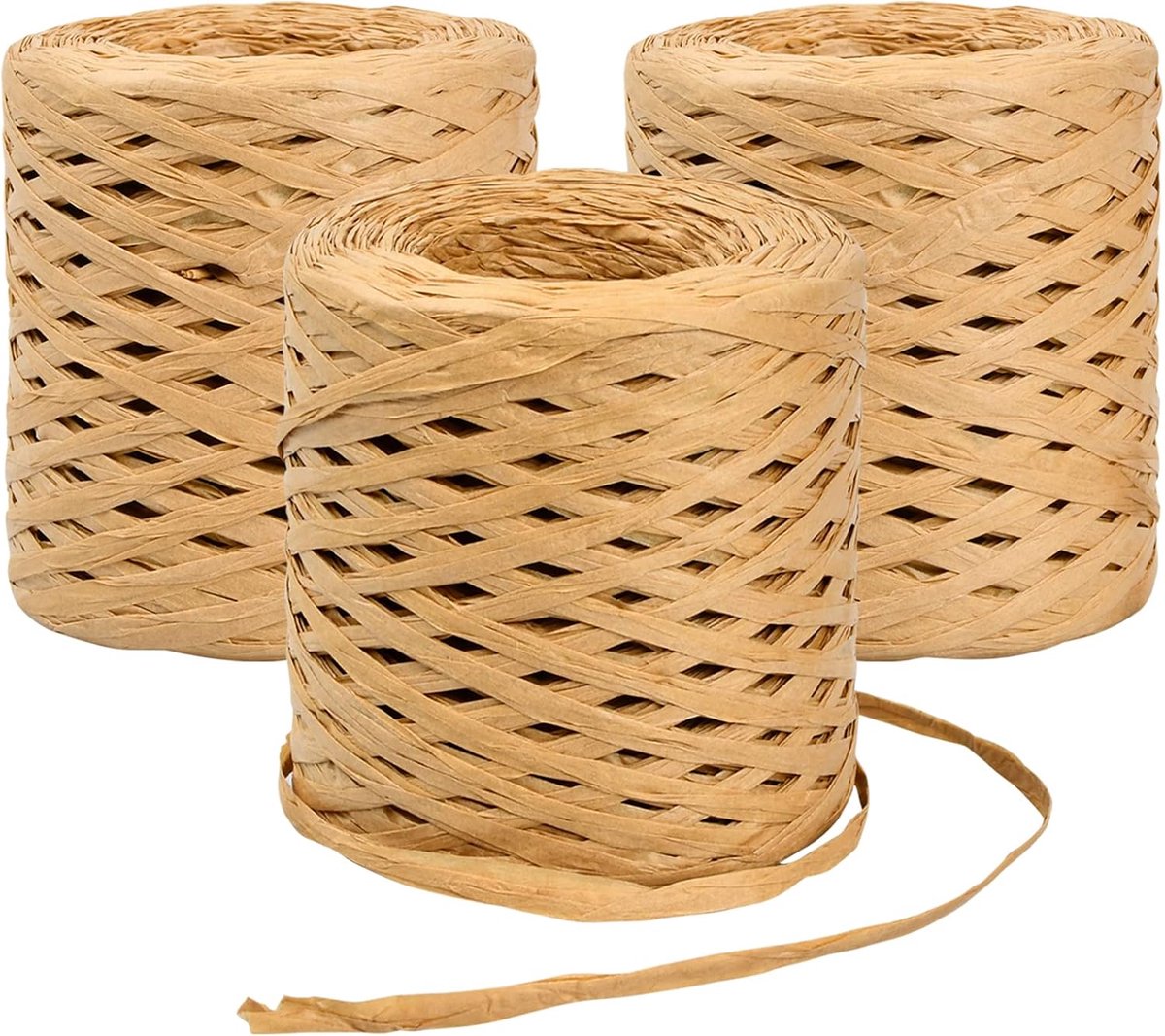 3 rollen Raphia-papieren tape, 200 m Raphia-papiertouw, lint voor geschenkverpakking, knutselen, decoratie, doe-het-zelf weven bloemist (bruin)