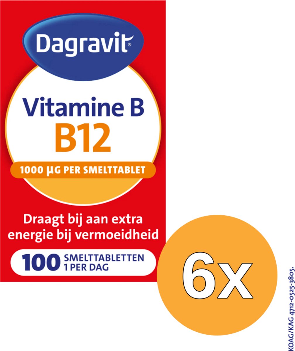 6x Dagravit Vitamine B12 1000mcg (100 smelttabletten)