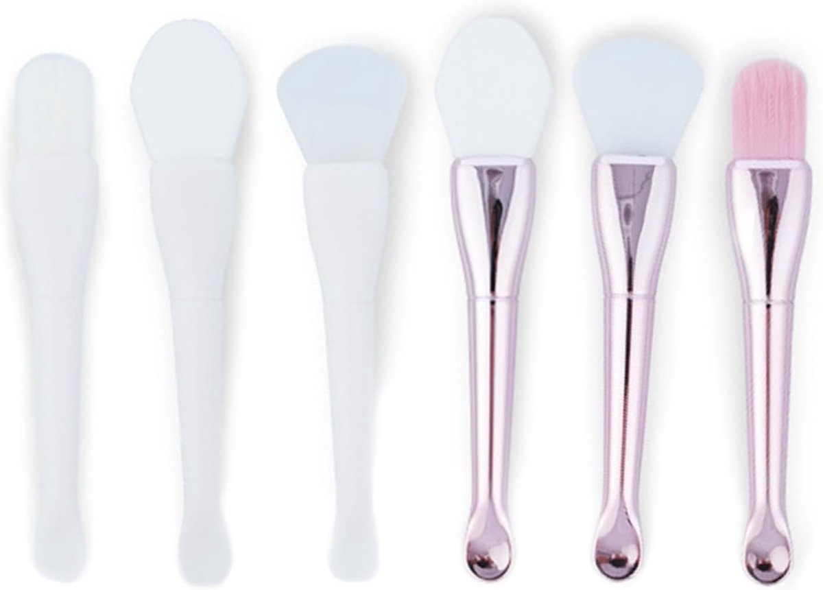 SnelShoppen - 6pcs Silicone Face Mask Brush Set, Dubbelzijdige Applicator voor Moddermaskers, Zachte Silicone Borstels voor Even Appliceren en Makkeli