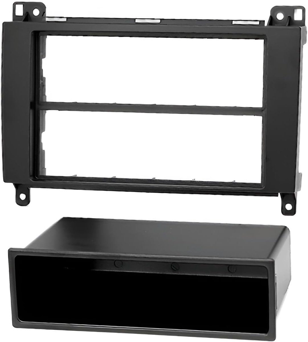 1-DIN autoradio frame met opbergvak - zwart ABS - compatibel met Mercedes A-Klasse, B-Klasse, Vito, Sprinter - ShopVlot